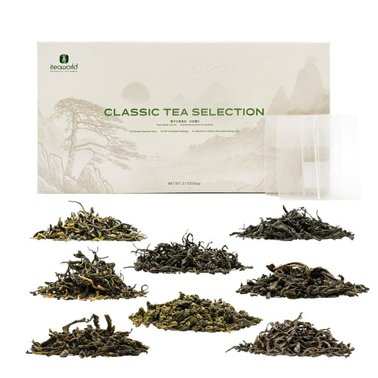 iTeaworld Loose Leaf Tea Sampler Chinese Tea Samplers, 8 Flavors Oolong Tea and Black Tea With Mediumly Caffeinated, High Mountain Tea, Sugar Free for Health Come with 20 Tea Bags, 2.1oz