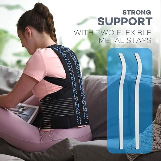 SICHEER Posture Corrector for Women and Men Back Brace Straightener Shoulder Upright Support Trainer for Body Correction and Neck Pain Relief, Medium(waist 34-38 inch)