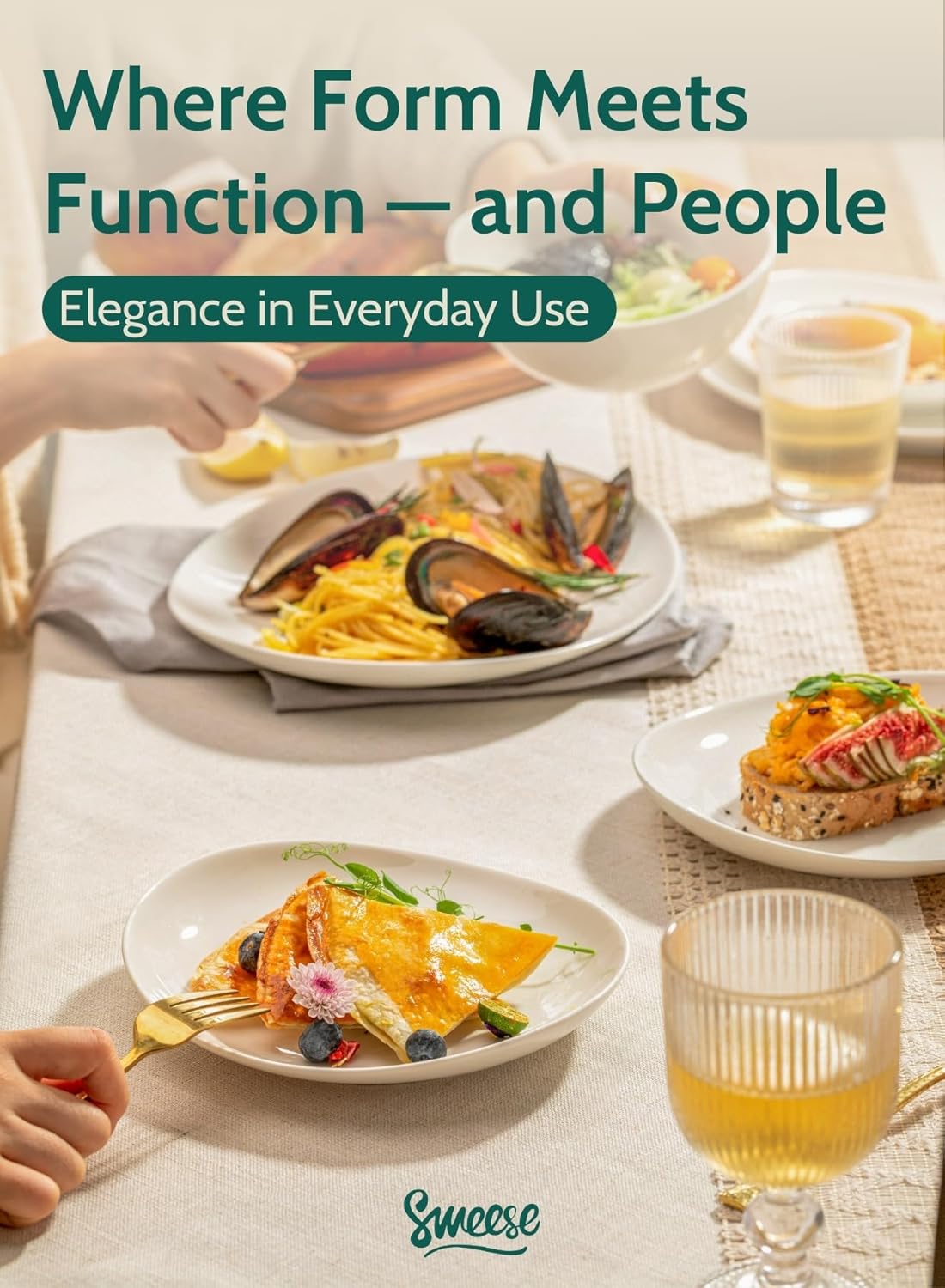 Sweese Porcelain 7.8 Inch Dessert Plates Set of 6 - White Salad Plates, Appetizer Plates, Small Plates - Dishwasher, Microwave, Oven Safe, Smooth Glaze, Scratch Resistant