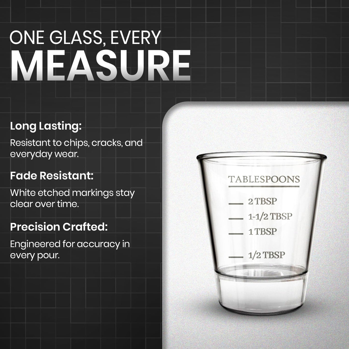 Rattleware Premium 1.5 oz Graduated Shot Glass – Heavyweight Glass with Oz, ml, tsp, tbsp Markings – Stylish & Durable for Home Bars, Coffee, Espresso Shots, Cocktails & Gatherings