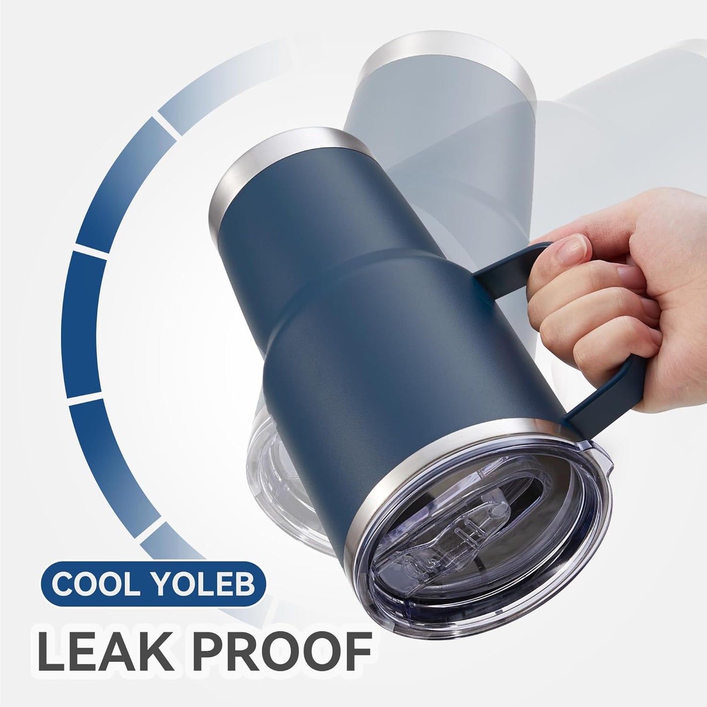 30 oz Tumbler with Handle and Lid, Stainless Steel Tumblers Bulk Double Wall Vacuum Insulated Travel Mug Leak Proof Cup Keep Drinks Cold and Hot Navy, 4 Pack