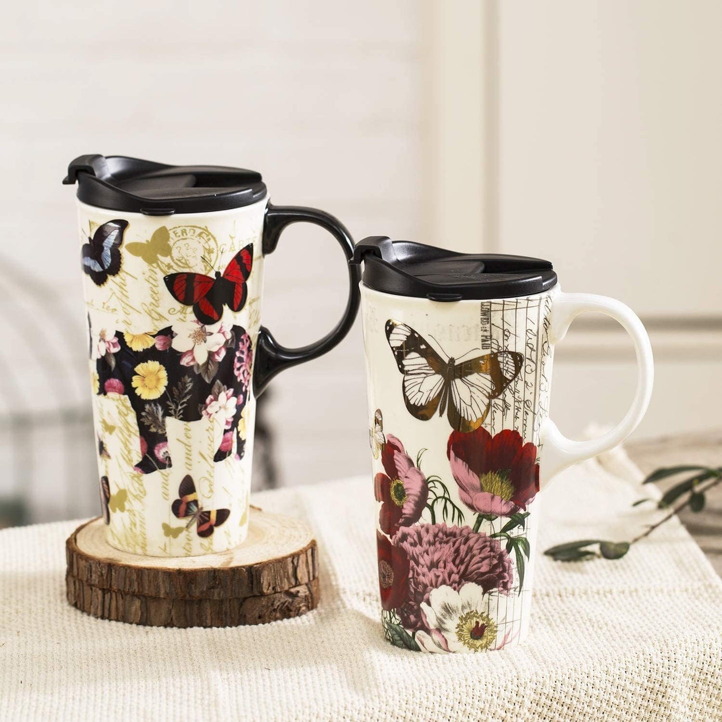 Topadorn Ceramic Travel Mug 17 oz. Coffee Latte Cup with Sealed Lid and Gift Box, Perfect for Coffee and Tea, 2 pack