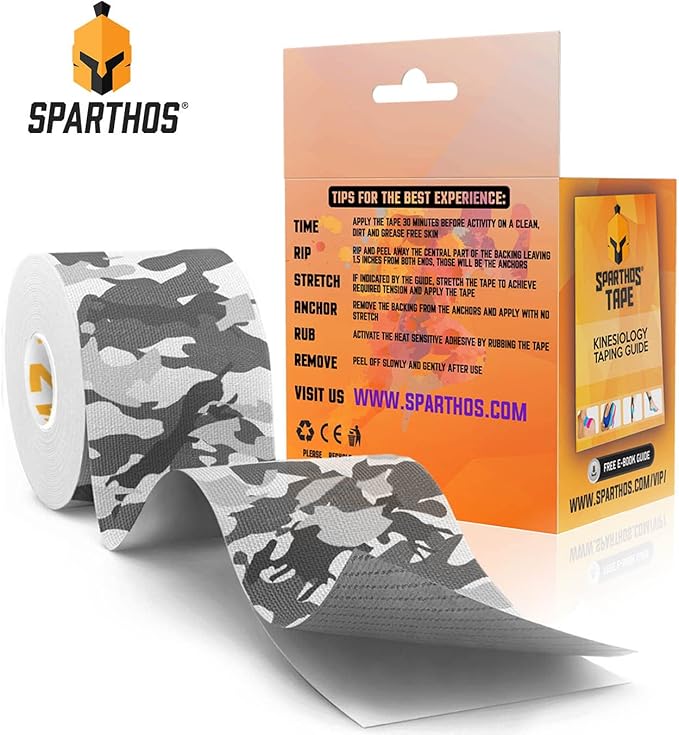 Sparthos Kinesiology Tape - Incredible Support for Athletic Sports and Recovery - Free Kinesiology Taping Guide! - Uncut 2 inch x 16.4 feet Roll