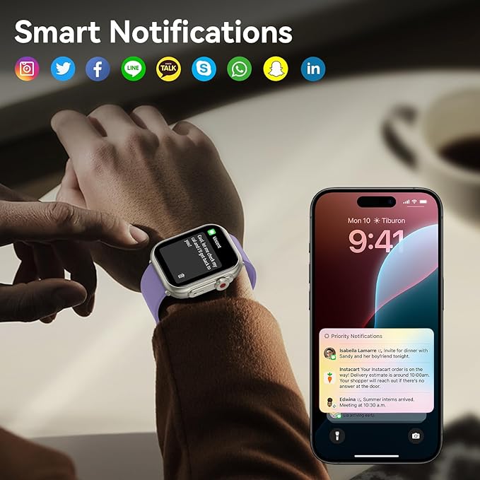 Smart Watch for Men Women, 1.85" HD Fitness Tracker with Call Function, 1000 mAh 100 Day Battery Life, 110+ Sport Modes, Heart Rate Sleep Monitor Fitness Watch, IP68 Waterproof, iOS Android Compatible