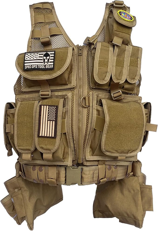 SOTG Delta Tactical Tool Vest with Tools Pouches, Lightweight & Durable Construction Vest with Weight Dispersal Technology
