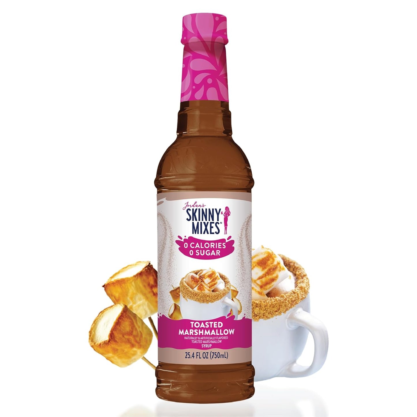 Jordan's Skinny Syrups Sugar Free Coffee Syrup, Toasted Marshmallow Flavor Drink Mix, Zero Calorie Flavoring for Chai Latte, Protein Shake, Food & More, Gluten Free, Keto Friendly, 25.4 Fl Oz, 1 Pack