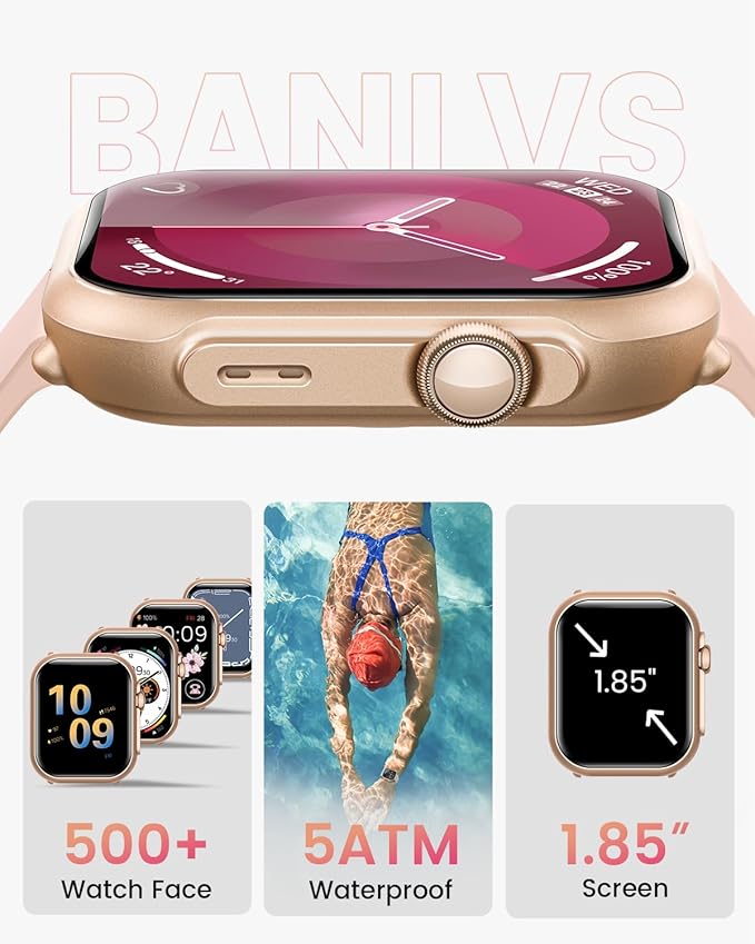 Smart Watches for Women Fitness Trackers: Smart watch with 1000mAh 100 Day Battery Life Bluetooth Call Heart Rate Blood Pressure SpO2 Sleep Monitor 120+ Sports 5ATM Pedometer for iPhone Android Phones