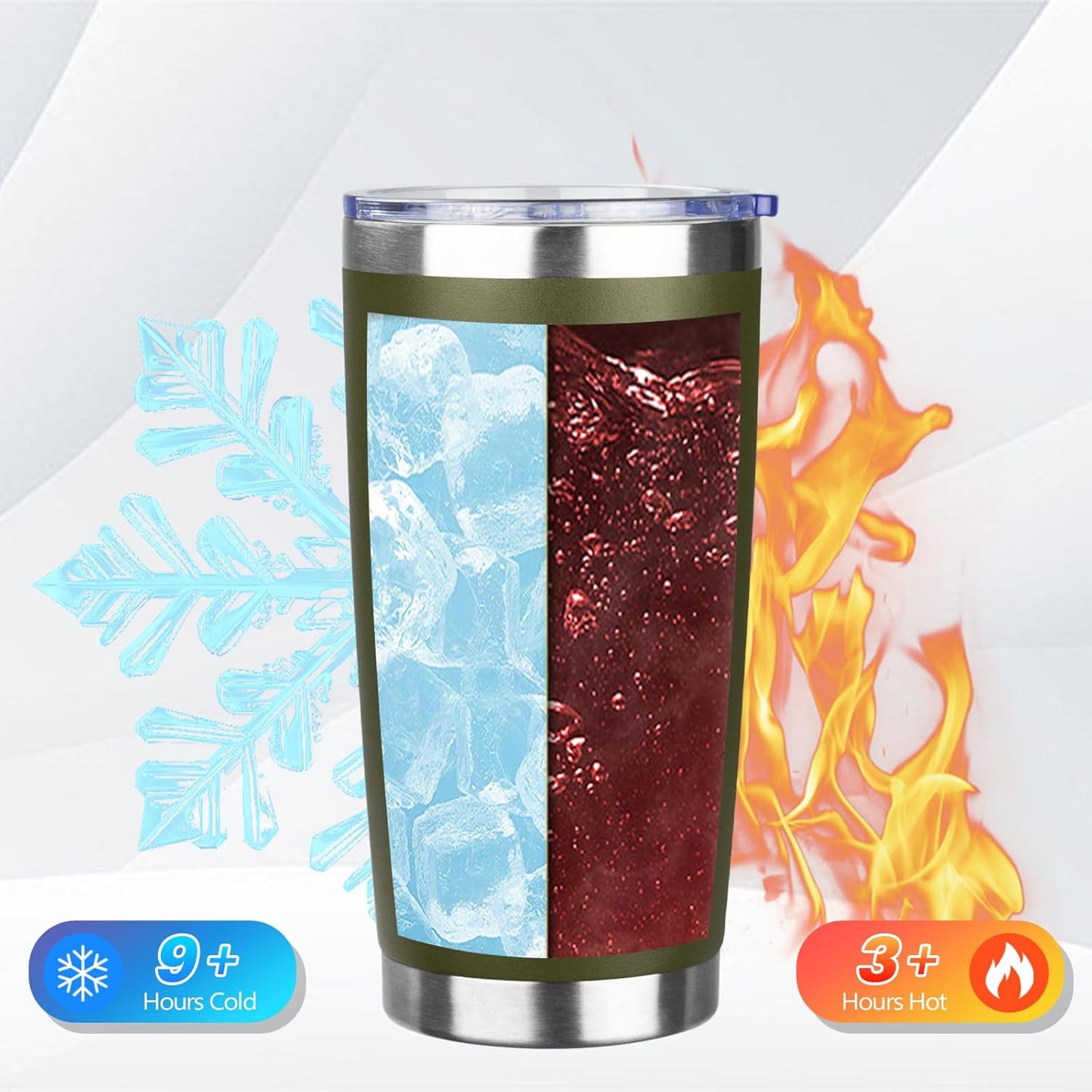 20oz Tumbler Bulk with Lid and Straw, Stainless Steel Double Wall Vacuum Insulated Travel Mug, Powder Coated Coffee Cups for Hot and Cold Drinks,Funny Gifts for Women Men(Navy Green,4)