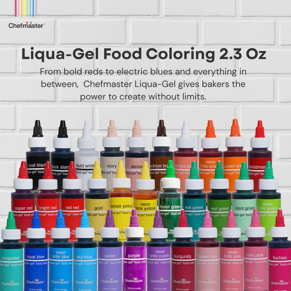 Chefmaster Black Diamond Liqua-Gel® Food Coloring | Vibrant Color | Professional-Grade Dye for Icing, Frosting, Fondant | Baking & Decorating | Fade-Resistant | Easy-to-Use | Made in USA | 2.3 oz