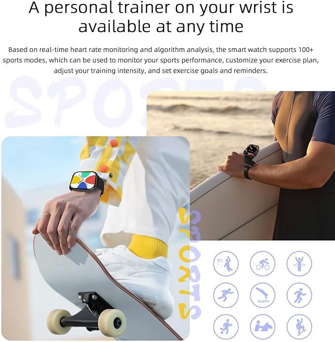 Smart Watch (Answer/Make Calls), 2.01" Fitness Tracker Watch for Men Women, Heart Rate Blood Pressure Monitor Sleep Tracker Step Tracker, Waterproof Smart Watches for Android iOS Phones