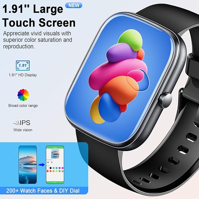 Smart Watch for Men Women, 2025 HD 1.91" Smartwatches (Answer/Make Call), 112+ Sports Modes Fitness Activity Tracker, Calories/Heart Rate/Sleep Monitor, IP68 Waterproof Step Counter for Android iOS