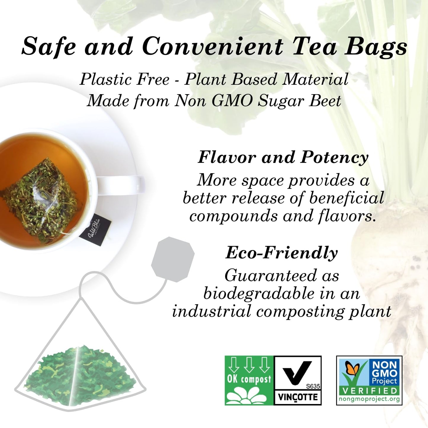 Wild Bliss Organic Wild Thyme Tea - Caffeine Free Respiratory Herbal Support - Pharmacopoeia Potency - 20 Plant Based Tea Bags