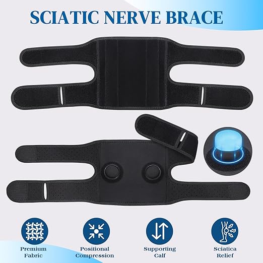 Sciatica Pain Relief Brace Device, Sciatic Nerve Brace with Adjustable Dual Pressure Pads Targeted Compression for Sciatica Ease, Lower Back Pain Relief, Men Women Calf Support
