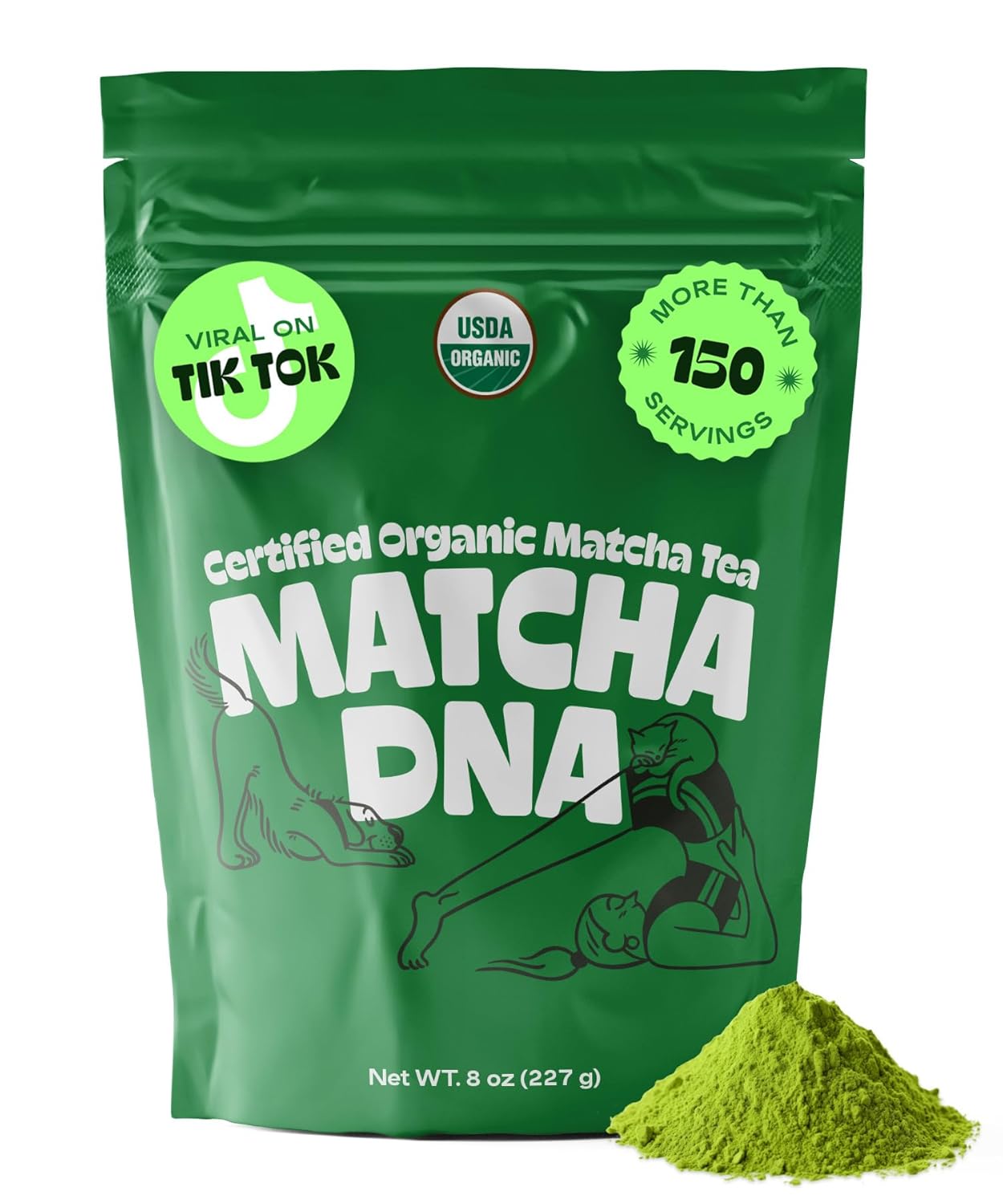 MATCHA DNA Certified Organic Matcha Green Tea Powder (8 oz BAG)