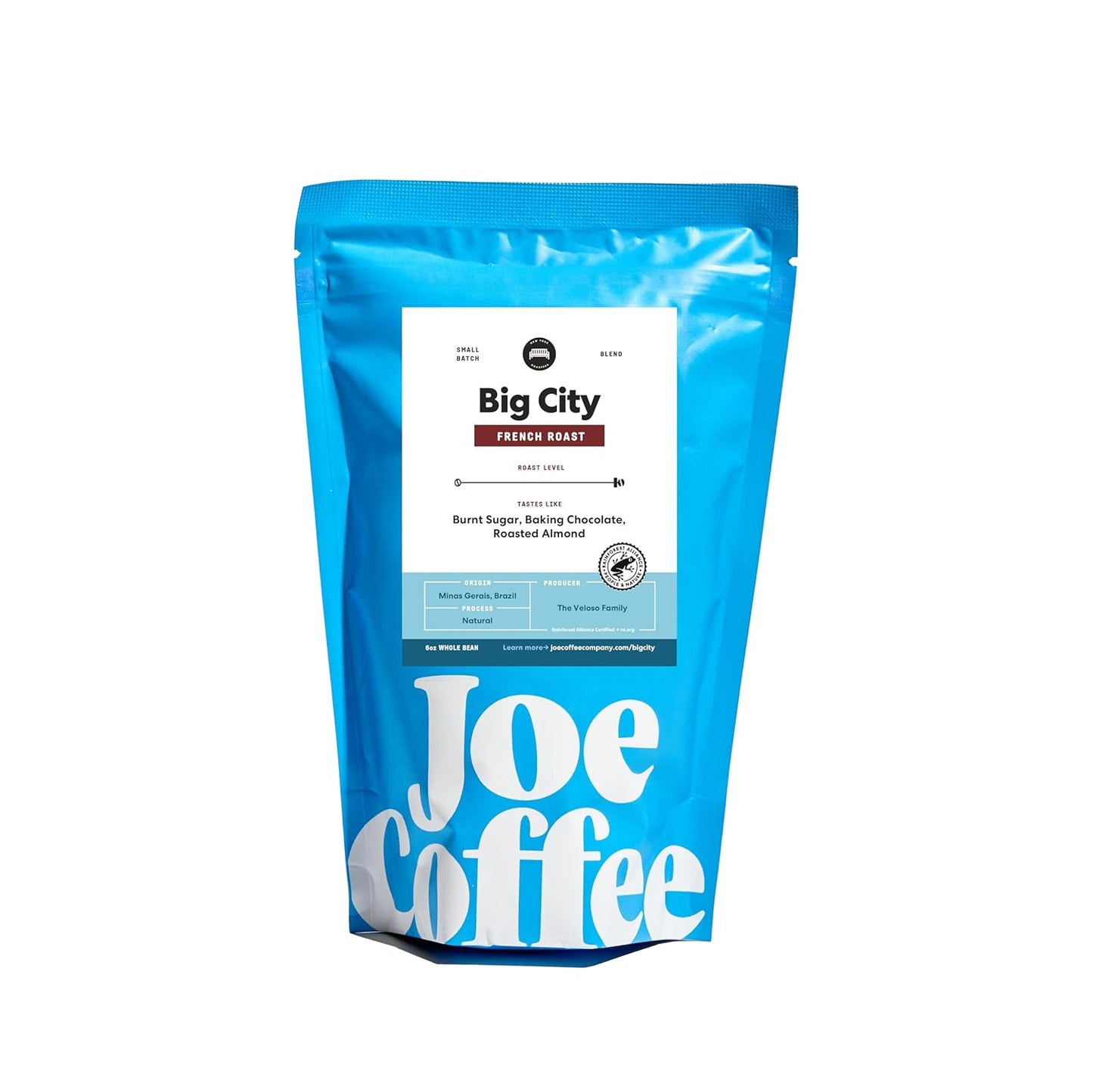 Joe Coffee Company - Big City Whole Bean Specialty Coffee, 6 oz Bag | NYC Roaster, Rainforest Alliance Certified, Kosher, Climate-Friendly