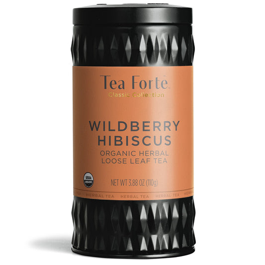 Tea Forte Wildberry Hibiscus Premium Organic Loose Leaf Caffeine-Free Herbal Tea Blend Canister, Makes 35-50 Cups