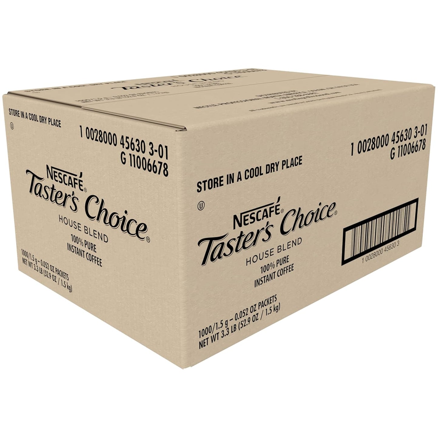 Nescafe Instant Coffee Packets, Taster's Choice Light Roast, Bulk Pack, 1.5 g Packets (Pack of 1000)