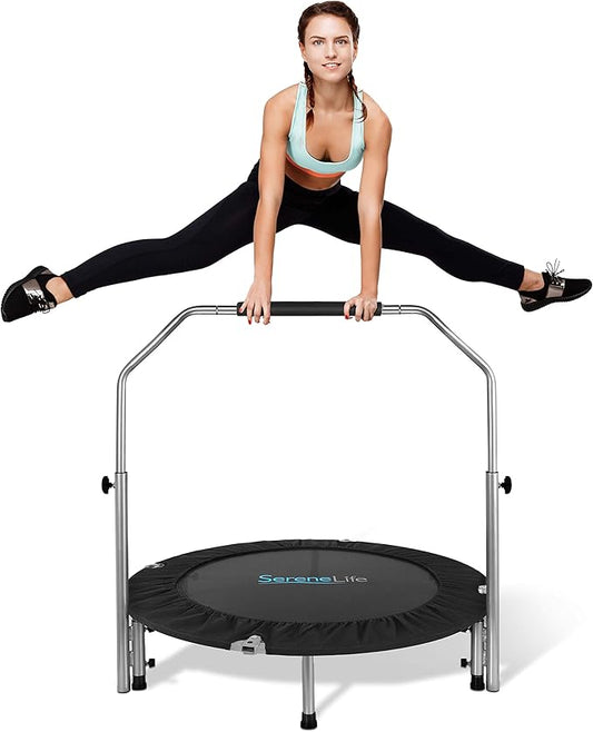 SereneLife 36"/40" Foldable Mini Trampoline - Compact Fitness 150/220 lbs