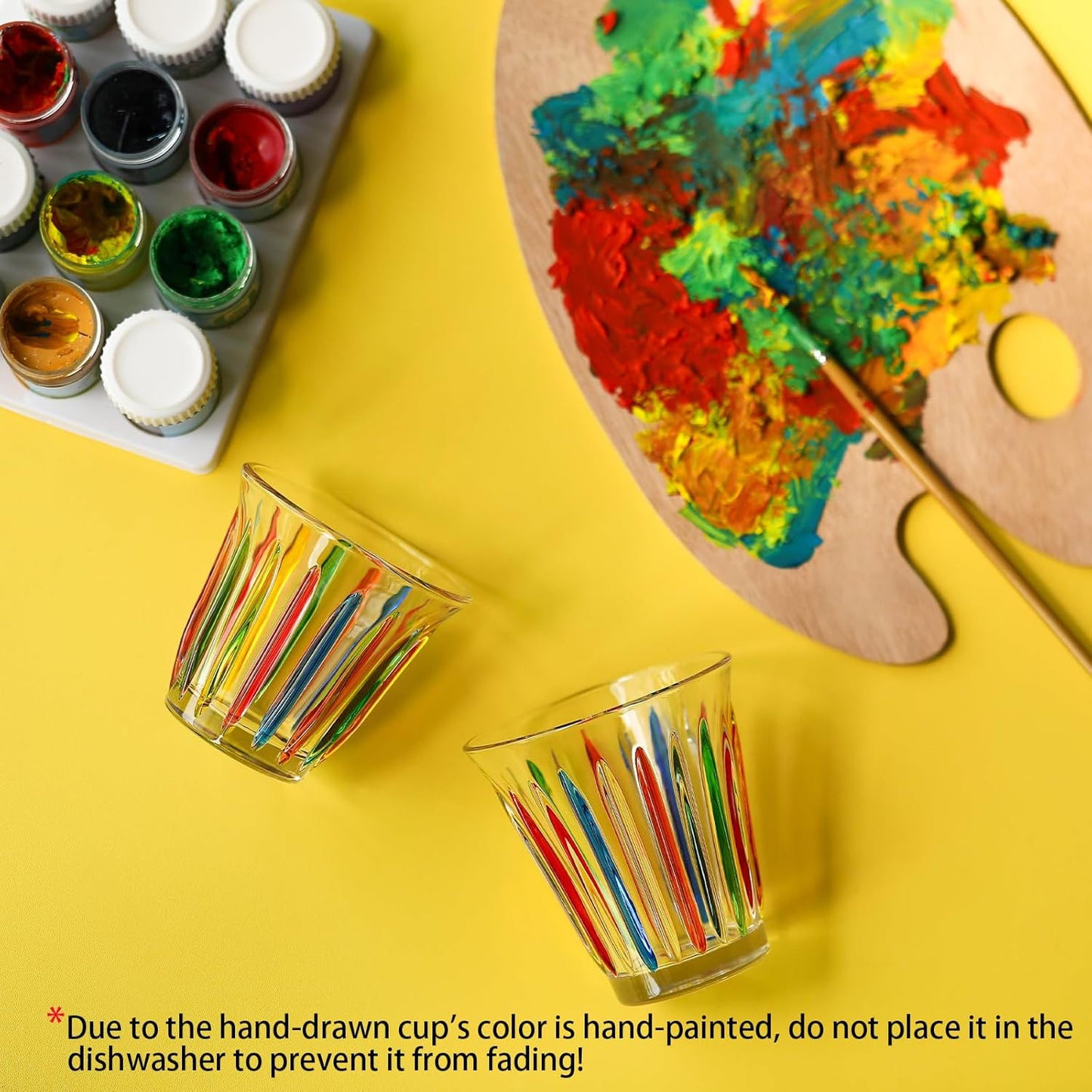 MHW-3BOMBER Shot Glasses Set of 6 Small Glass Cups 3OZ Colored Painted Latte Glasses for Espresso, Whiskey, Vodka, Spirits & Liquors G6191-OS