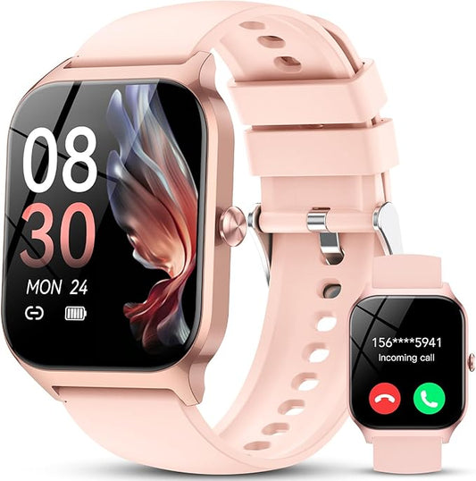 Smart Watch, 1.85" Smartwatch for Women(Answer/Make Call), 2025 Fitness Watch with 115+ Sports Modes/Heart Rate/SpO2/Pedometer/Sleep Monitor, IP68 Waterproof Activity Tracker for Android iOS, Pink