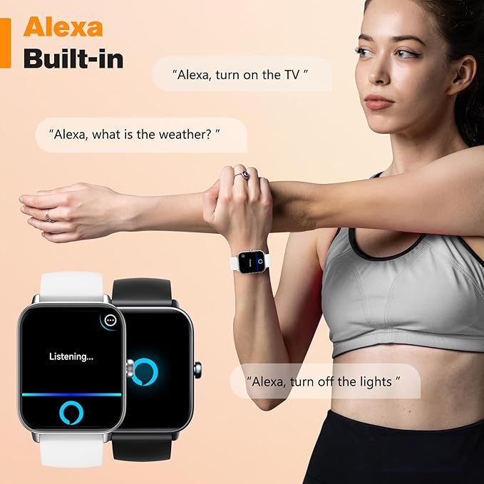 Smart Watch for Women Android iPhone Compatible, 1.8” Touchscreen,Bluetooth Call,24/7 Heart Rate, SpO2 Monitor, Step Counting, Sleep Tracking, IP68 Waterproof Activity Tracker and Smartwatch(White)