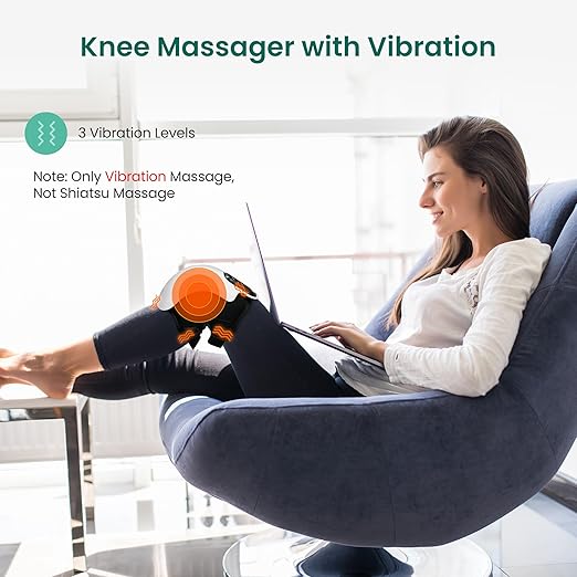Snailax Cordless Knee Massager with Heat, FSA HSA Eligible, Heating Pad for Knee Pain, 3 Vibration Modes & 3 Heating Levels, Gifts for Men, Women, Heated Knee Brace Wrap
