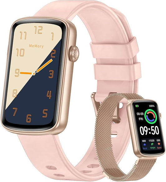 RUIMEN Fitness Tracker, Fitness Watches for Women Men with Heart Rate Monitor Blood Oxygen Sleep Tracker Pedometer, 1.47" Smart Watch Step Calorie Counter for Android iOS IP68 Waterproof (Pink)