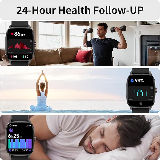 Smart Watch for Men Women, Bluetooth Calling, AI Built-in, IP68 Waterproof, Fitness Tracker, Sleep Monitoring, 1.85'' DIY Dial, 100+ Sports Modes, 7 Days Battery, Compatible with Android & iPhones