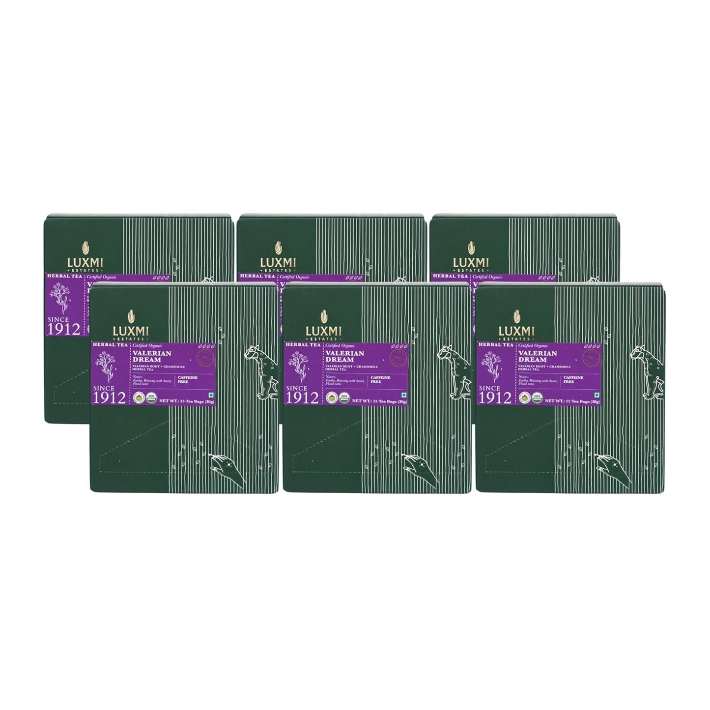 LUXMI Estates Valerian Dream Organic Valerian Root Tea (90 Tea Bags) Caffeine Free Tea Bags for Sleep, Relaxing, Calming, and Stress Relief, with Certified Organic Valerian Root Tea