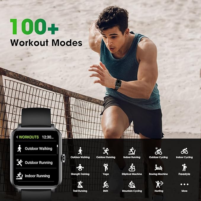 Smart Watch (Answer/Make Call) for Women Men, Fitness Tracker with Heart Rate, Blood Oxygen, Sleep Tracker, IP68 Waterproof Fitness Watch Step Calorie Counter Pedometer Compatible iPhone & Android