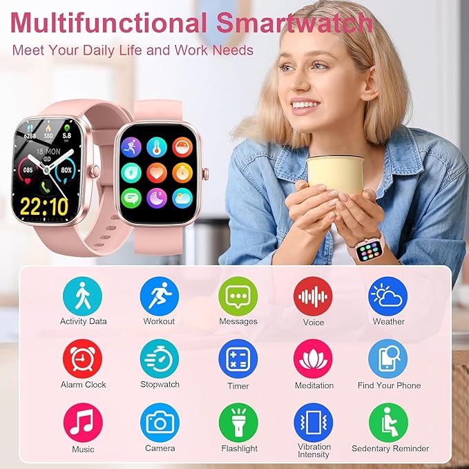 Smart Watch(Answer/Make Calls), 1.91" Smartwatches for Women Men, Fitness Tracker with 110+ Sport Modes, IP68 Waterproof, Heart Rate/Sleep/Spo2 Monitor, Pedometer, Activity Tracker for Android iOS