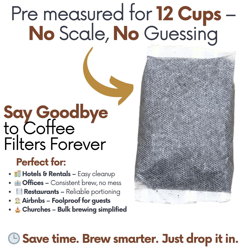 Ground Flavored Coffee In Filter Packs | Medium Roast Low Acid Mold Free Pouches | Sampler Packets | Salted Caramel Gourmet Powder Bags for 10-12 Cup Drip Maker | Highest Rated Individual Premeasured Coffee