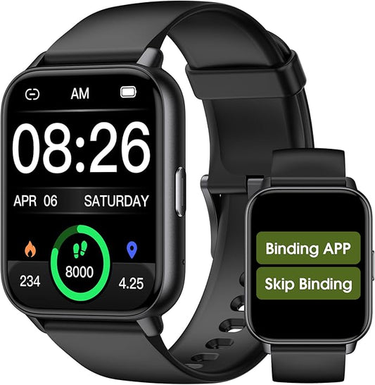 Smart Watch for Men Women, 1.91'' Big Font No App/Phone Required, Fitness Tracker with Pedometer, Bluetooth Call (Answer/Make Call), Heart Rate Blood Oxygen Monitor Step Counter, 100+ Sports Modes