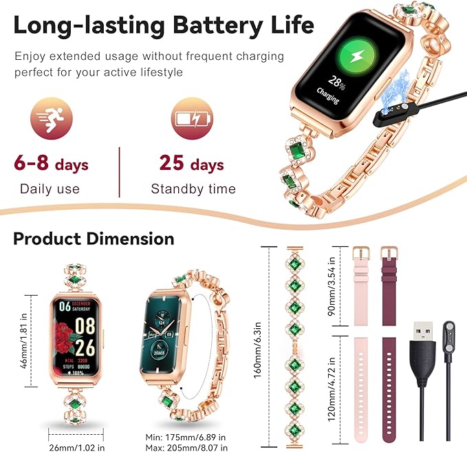 Smart Watches for Women,Fitness Tracker Watches with Sleep Monitor/Heart Rate/Blood Oxygen,IP68 Waterproof FitnessTracker with Long Battery Life,Excellent Appearance Design for Android/iOS Phones
