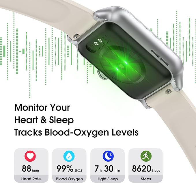 Smart Watch (Answer/Make Call) for Women Men, Fitness Tracker with Heart Rate, Blood Oxygen, Sleep Tracker, IP68 Waterproof Fitness Watch Step Calorie Counter Pedometer Compatible iPhone & Android