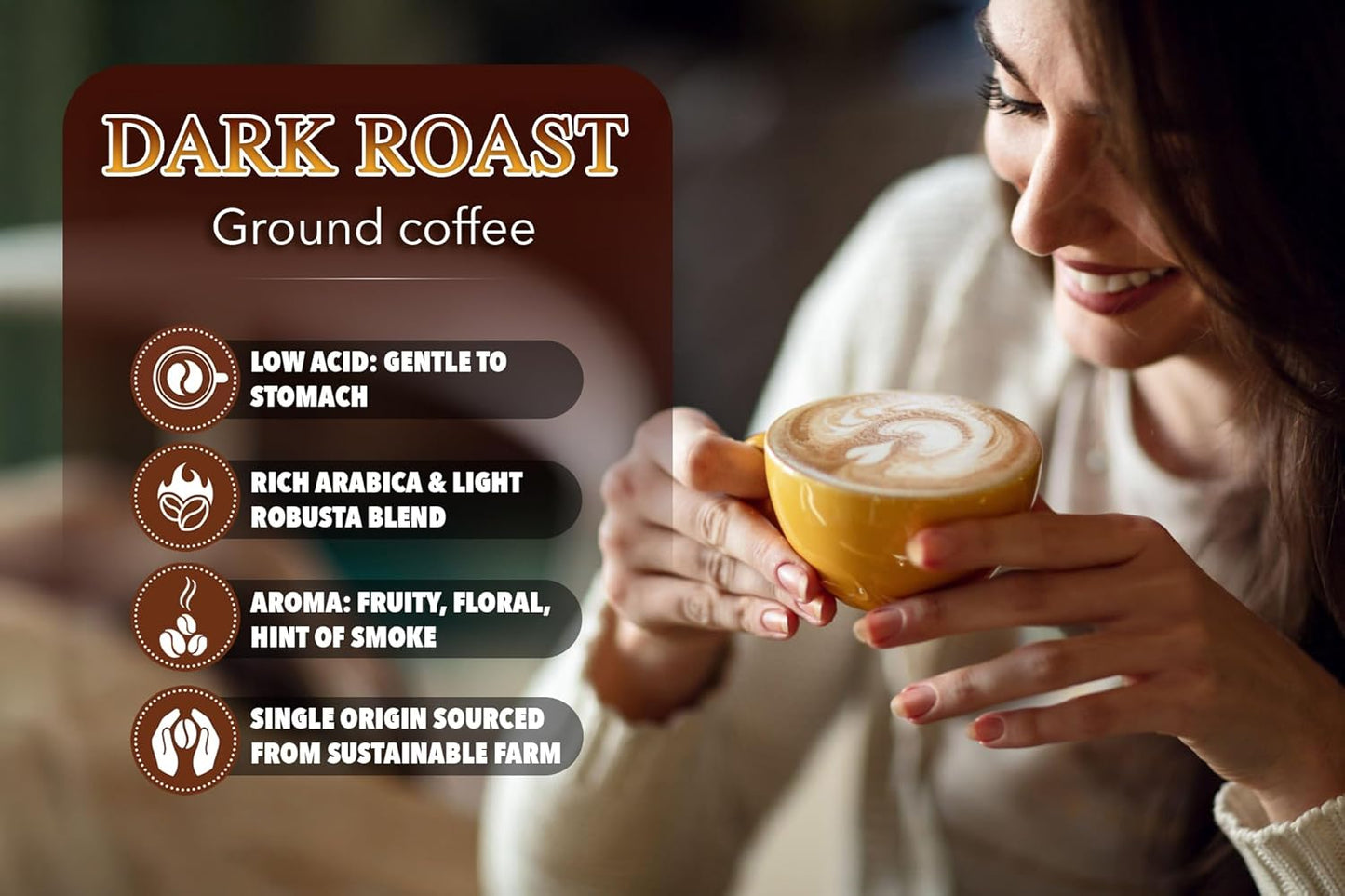 TARMO -BOOST UP | Low Acid ARABICA & ROBUSTA BLEND Ground Coffee | Specialty Vietnamese Coffee | Single Origin - Dark Roast | High Caffeine Coffee Ground | 12 Oz Bag