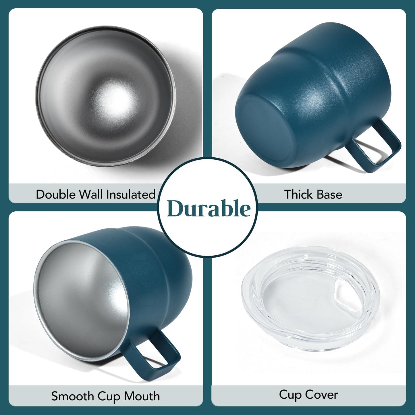 4oz Stackable Cup, Vacuum Insulated Espresso Cup Set of 2, Espresso Shot Mug for Coffee, Double Wall Stainless Steel Mini Tumbler Shot Glasses with Straw and Lid (B-blue2P, 4oz)