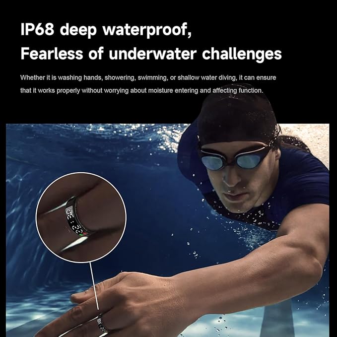 Smart Ring, Fitness Tracker Ring, Cordless Sports Health Tracker with APP, Support BT, IP68 Waterproof Activity Tracker for Men Women Birthday Gift (#10)