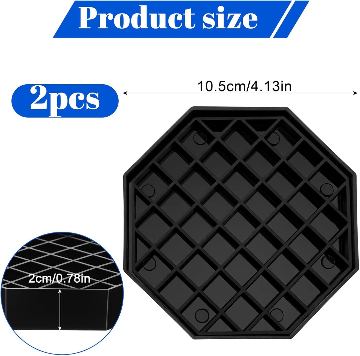 2 Pcs 4 Inch Coffee Drip Tray, Octagonal Drip Catcher Tray with Honeycomb Grid, Spill Coaster for Coffee, Tea, Wine, Beverage, Black