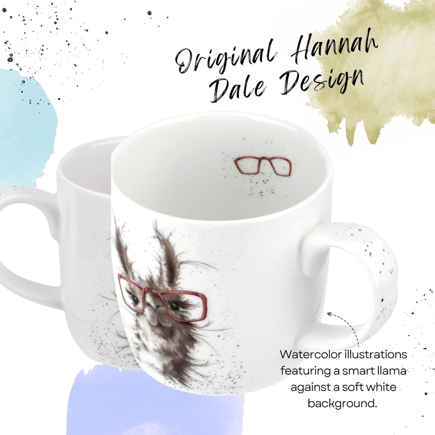 Royal Worcester Wrendale Designs 14 oz Mug, No Probllama - Fine Bone China with Llama Motif - Woodland Themed Tea Mug for Cozy Cottagecore Homes - Safe Ceramic Drinkware for Daily Use