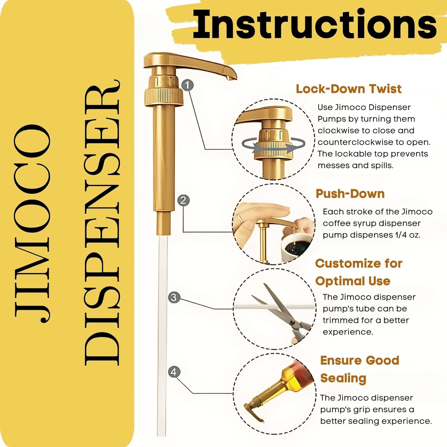 Jimoco® Syrup Pump Dispenser + Torani® CREME DE Banana Syrup, 25.4 oz - Coffee Syrup Pump & Flavoring Bundle