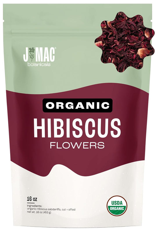 J Mac Botanicals, Certified Organic Hibiscus Flower, loose leaf tea, Flor de Jamaica