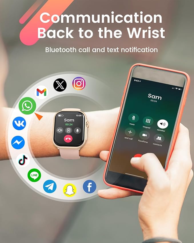 Smart Watches for Women Fitness Trackers: Smart watch with 1000mAh 100 Day Battery Life Bluetooth Call Heart Rate Blood Pressure SpO2 Sleep Monitor 120+ Sports 5ATM Pedometer for iPhone Android Phones
