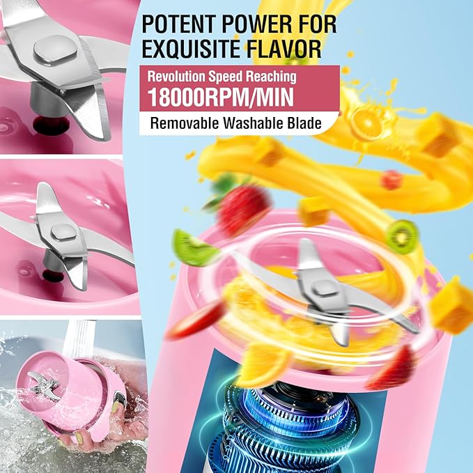 Spardar Portable Blender for Shakes & Smoothies, Personal USB Rechargeable Mini Blender Cup Juicer for Home, Sports & Outdoors