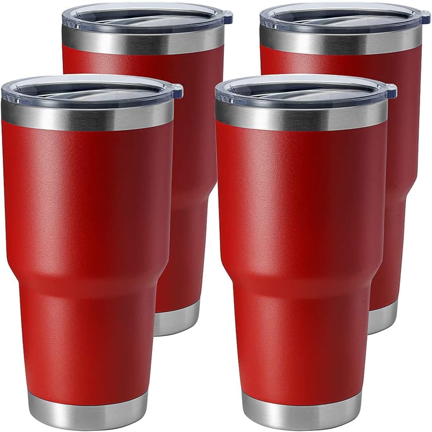 HASLE OUTFITTERS 30oz Stainless Steel Tumbler, Double Wall Vacuum Insulated Travel Mug Tumbler, Durable Insulated Coffee Mug, Gift Box Set (Red, 4)