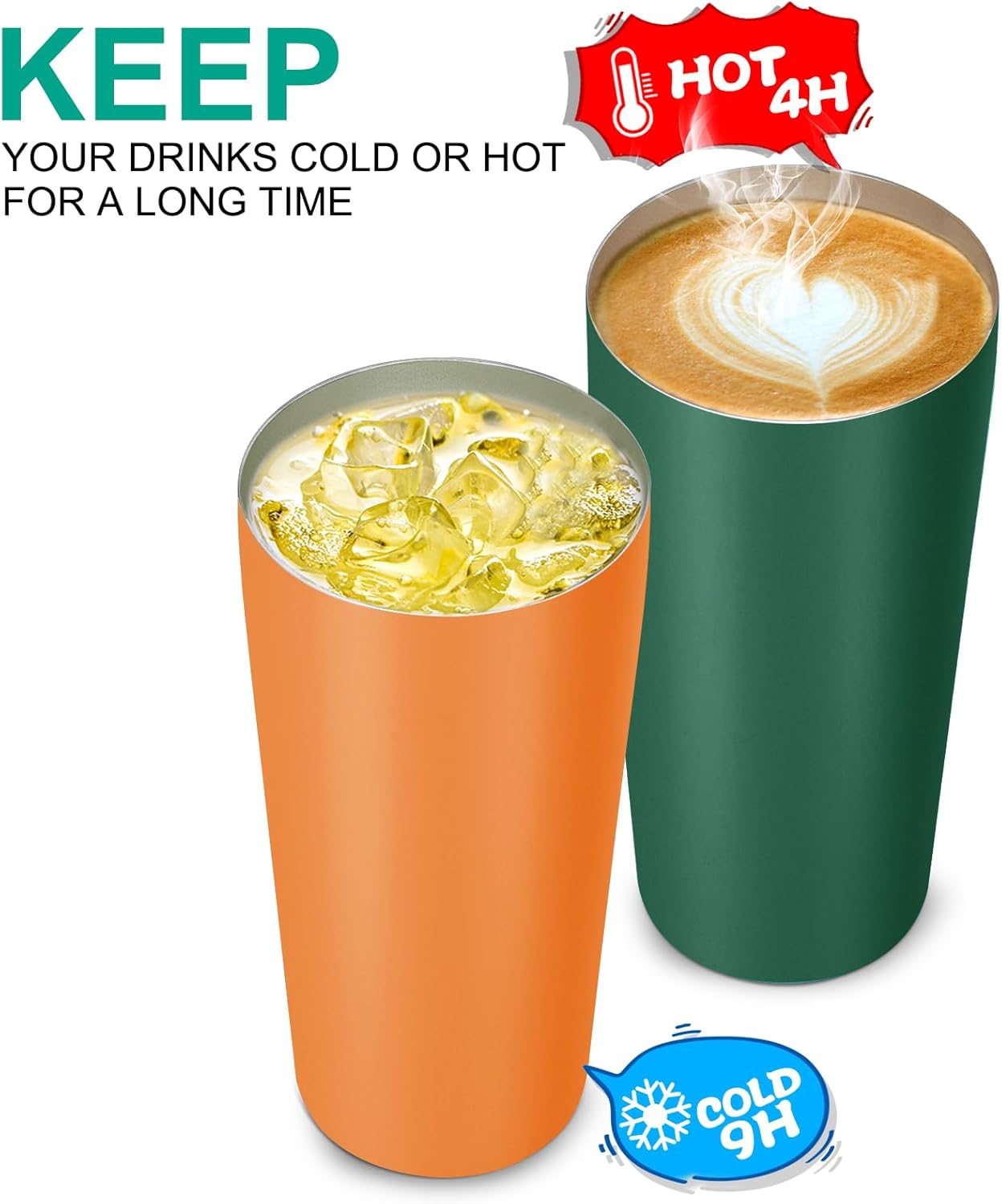 VEGOND 20oz Tumbler Stainless Steel Tumbler with Lid And Straw Vacuum Insulated Double Wall Travel Coffee Mug(dark green package 12)