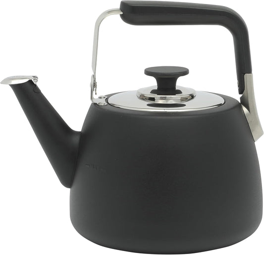 Sur La Table Kitchen Essentials Large 2 QT Heavy Gauge Stainless Steel Whistling Tea Kettle - Matte Black
