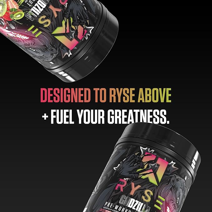 Ryse Godzilla X Noel Deyzel Pre Workout Powder - Strawberry Kiwi - 400mg Caffeine, High Stim Pre-Workout for Men & Women with Citrulline & Beta Alanine - Energy, Pump & Focus - 20/40 Servings