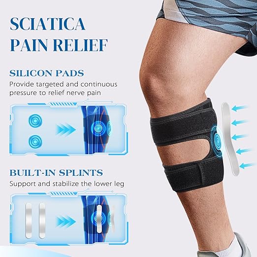 Sciatica Pain Relief Brace Device, Sciatic Nerve Brace with Adjustable Dual Pressure Pads Targeted Compression for Sciatica Ease, Lower Back Pain Relief, Men Women Calf Support