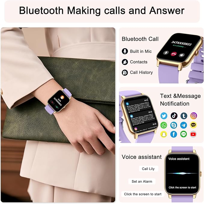 Smart Watch for Women Fitness Tracker: Smart Watches for Women Digital Mens Watches Make/Answer Call Waterproof Running Smartwatch Android Phone iPhone Samsung Compatible Heart Rate Monitor